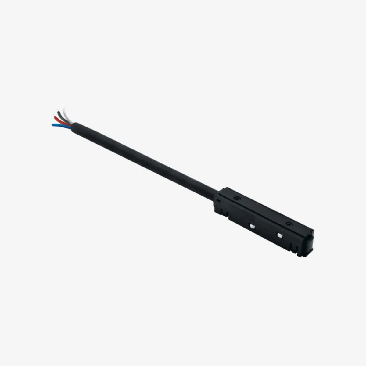 The input module: a black connector on a lead ending in four wires, red, blue, black and white