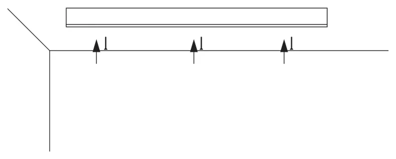Fixings spaced along the whole length of the run