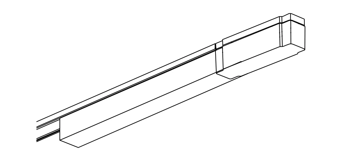The power supply seated in the track, flush with the channel