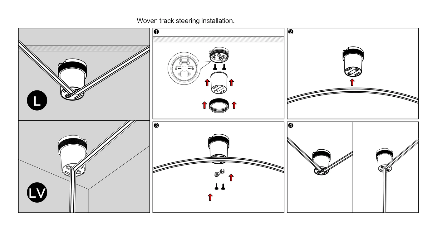 A node turning the belt through a corner, shown in plan and in elevation