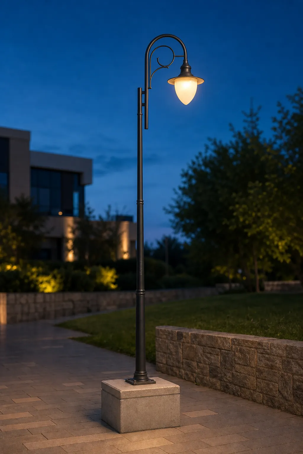 Curved Single-Dome Pole Light
